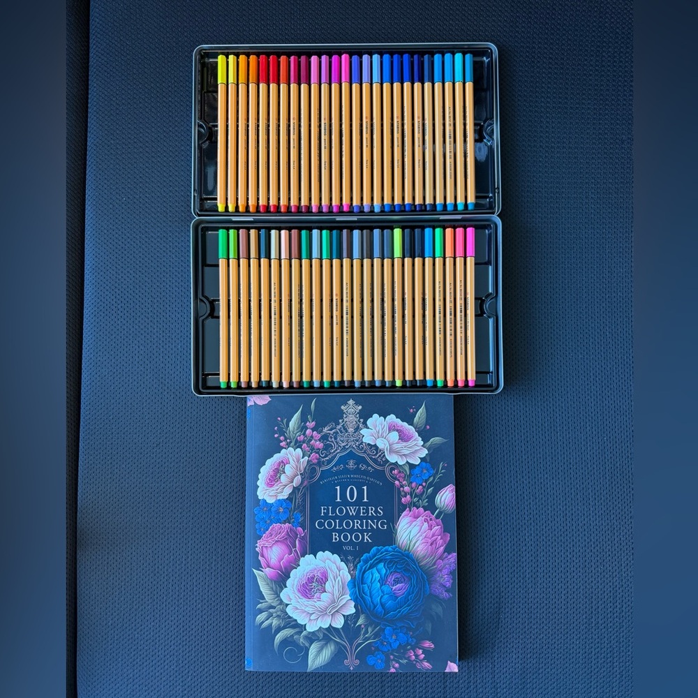 Stabilo point 88 pack of 50 + 101 flowers coloring book